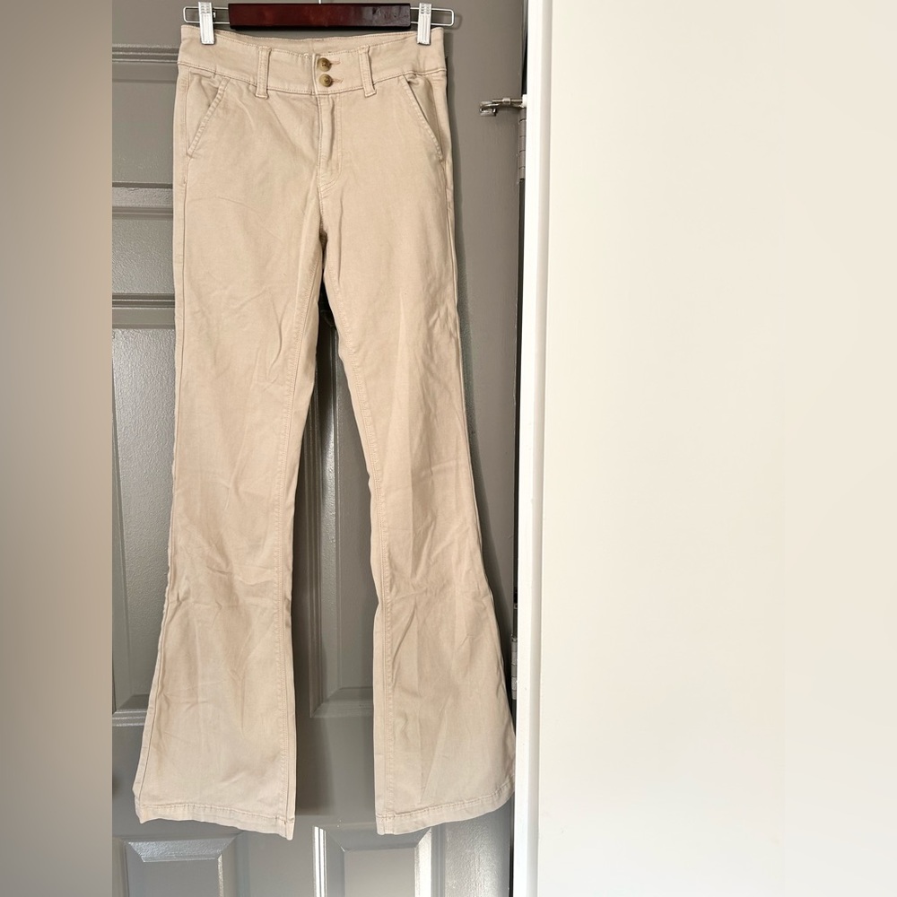 Low Rise Khaki Flare Pants